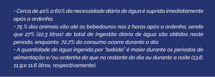 dados sobre a ingestão de água por vacas leiteiras